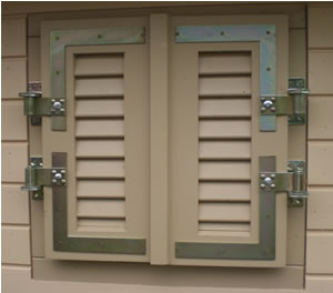 Window shutters in the closed position