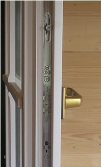 bouble glazed door showing the locks