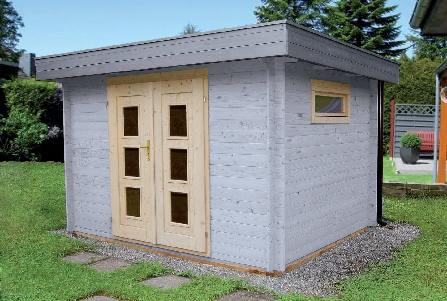 Zuluna Flat Roof Log Cabin - 28mm 3x3m