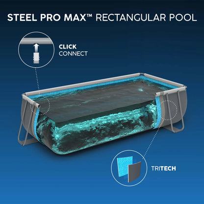Bestway 16ft x 8ft x 48" Rectangular Steel Pro MAX Above Ground Swimming Pool, Filter Pump & Accessories