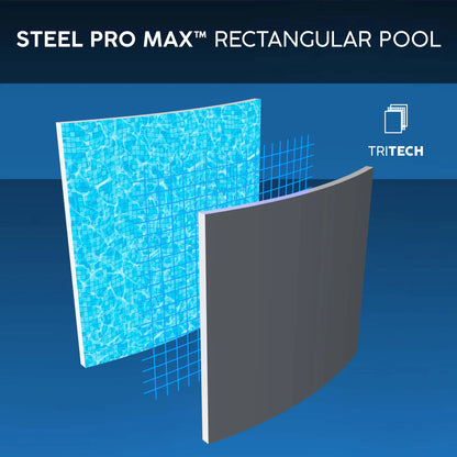 Bestway 16ft x 8ft x 48" Rectangular Steel Pro MAX Above Ground Swimming Pool, Filter Pump & Accessories