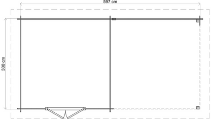 Lugarde Select - Tyne Flat Roof Log Cabin 300x300cm with 300cm Canopy
