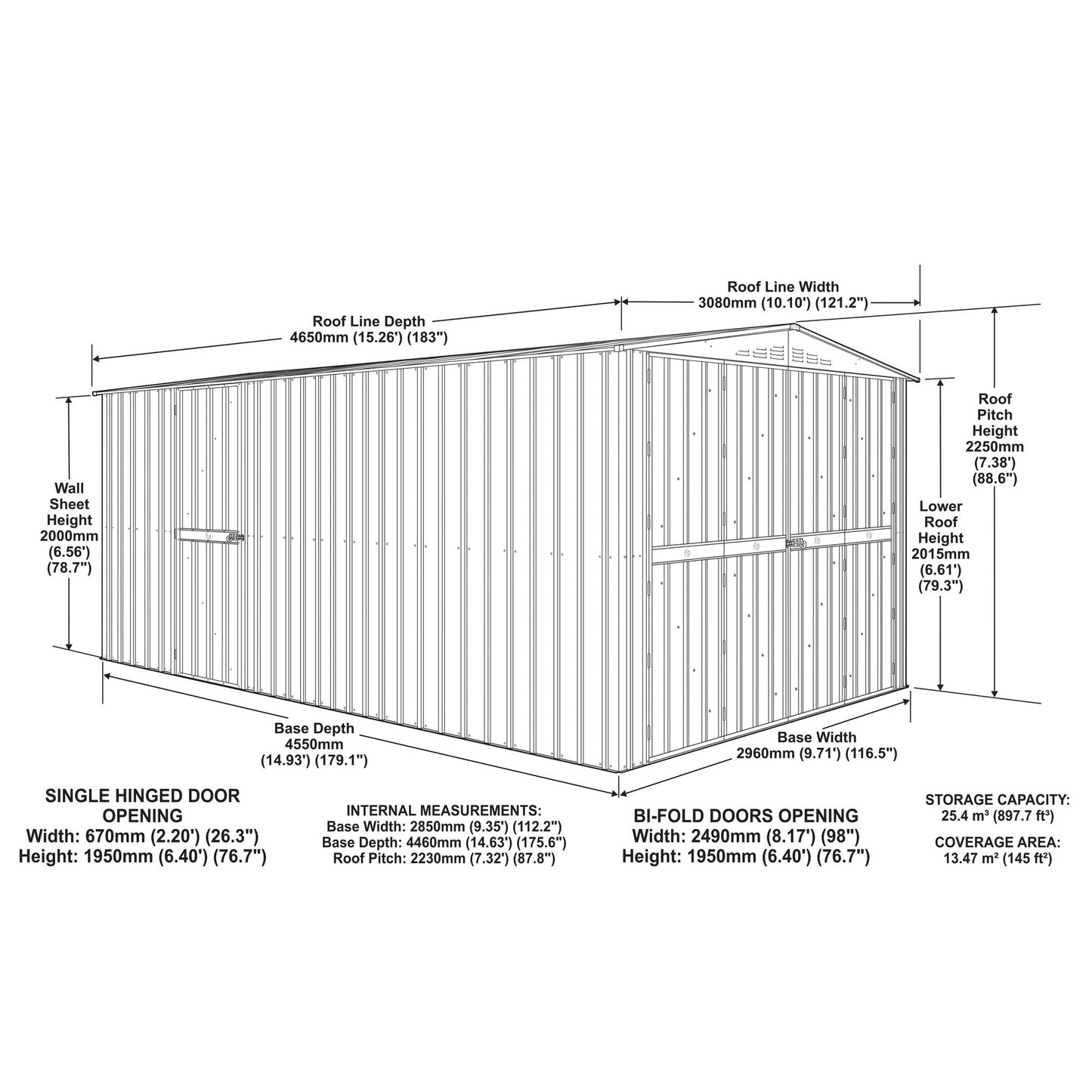 10 x 15 Globel Dual Door Workshop Garage - Green or Grey