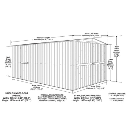 10 x 15 Globel Dual Door Workshop Garage - Green or Grey