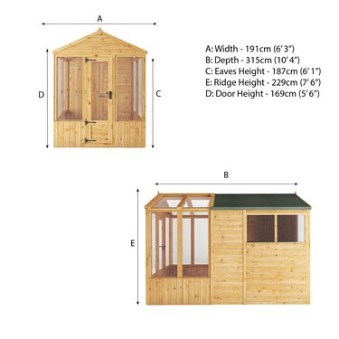 10 x 6 Woodsman Combi Greenhouse Shed - Styrene