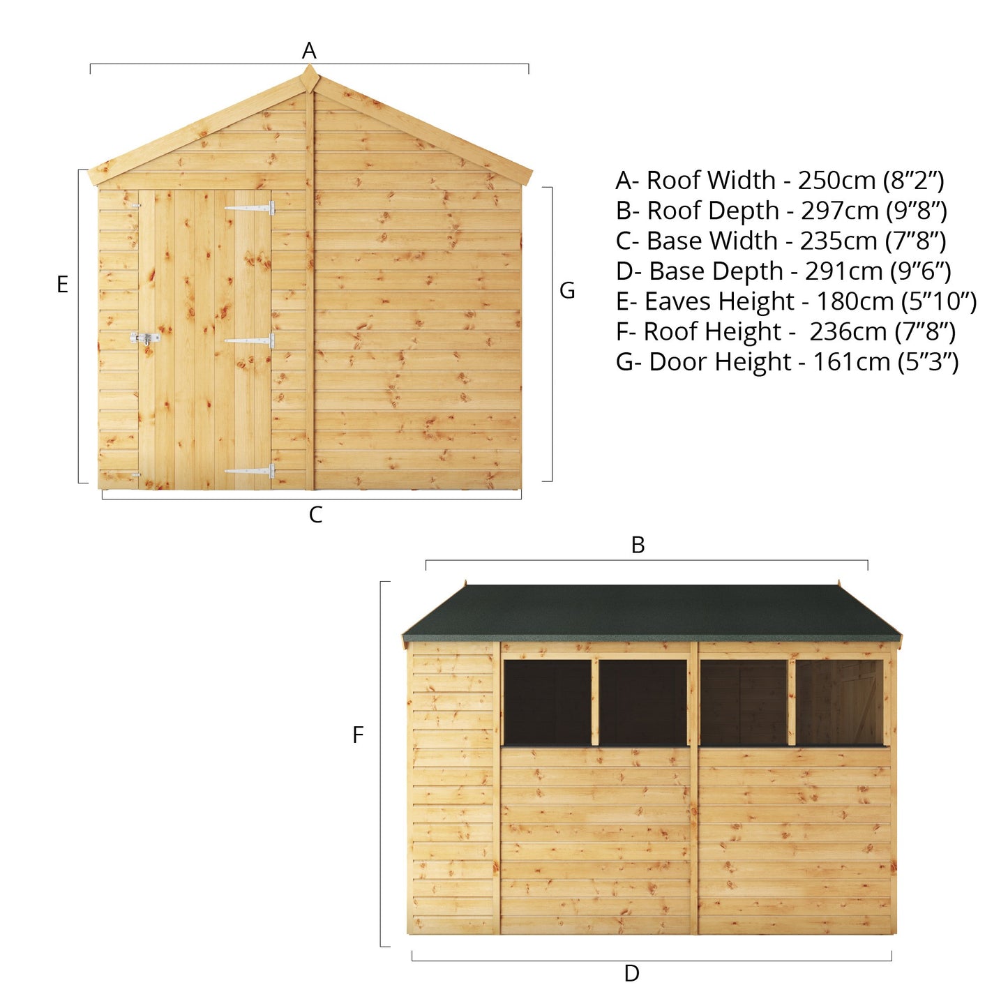 Mercia Dip Treated Shiplap Apex Shed 10'x8'