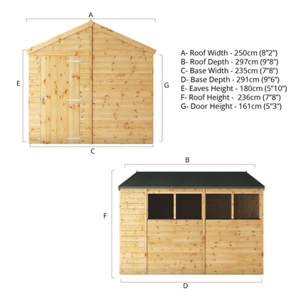 Mercia Dip Treated Shiplap Apex Shed 10'x8'