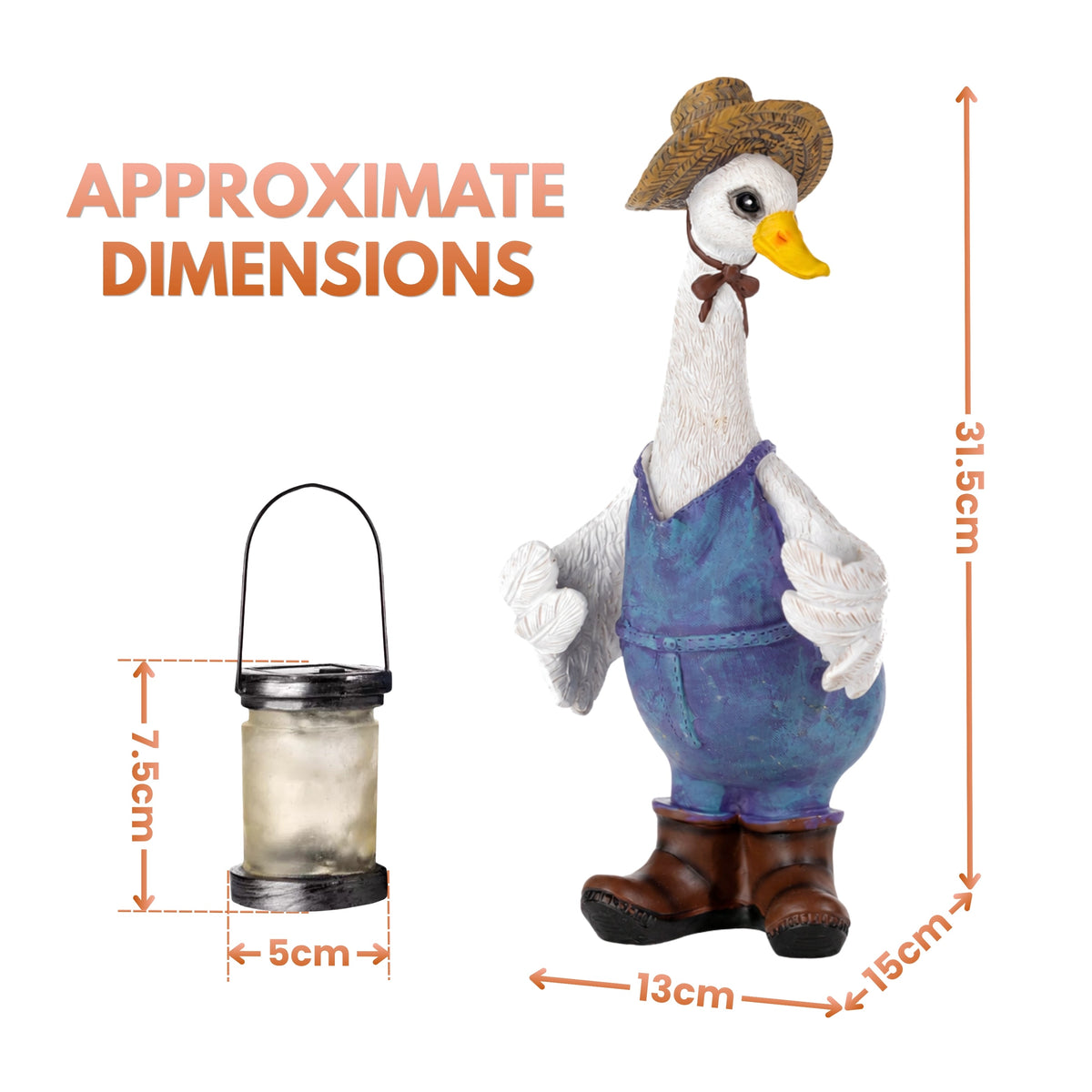 Solar Duck Garden Ornament with LED Lantern