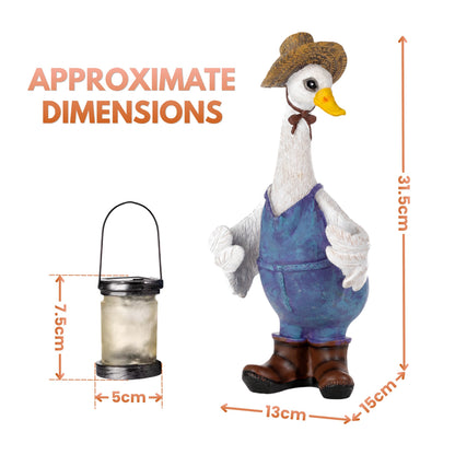 Solar Duck Garden Ornament with LED Lantern