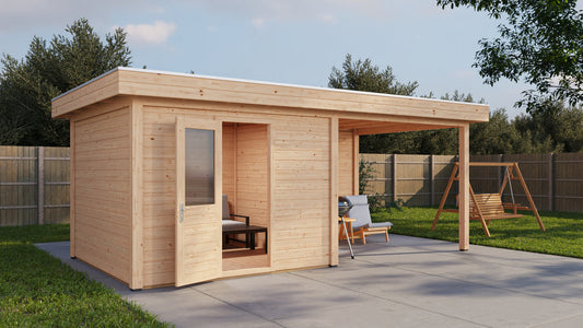 Lugarde Select - Cambridge Modern log Cabin 300x300cm with 300cm Canopy