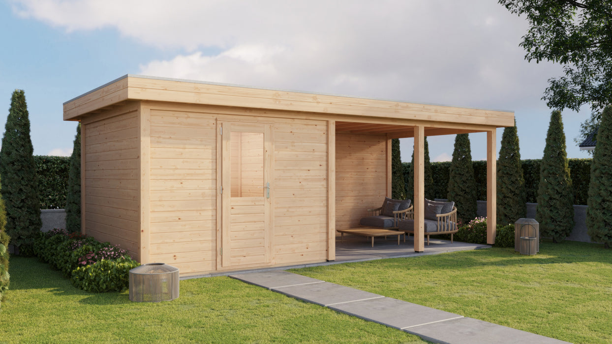 Lugarde Select - Glasgow Modern log Cabin 300x300cm with 400cm Canopy