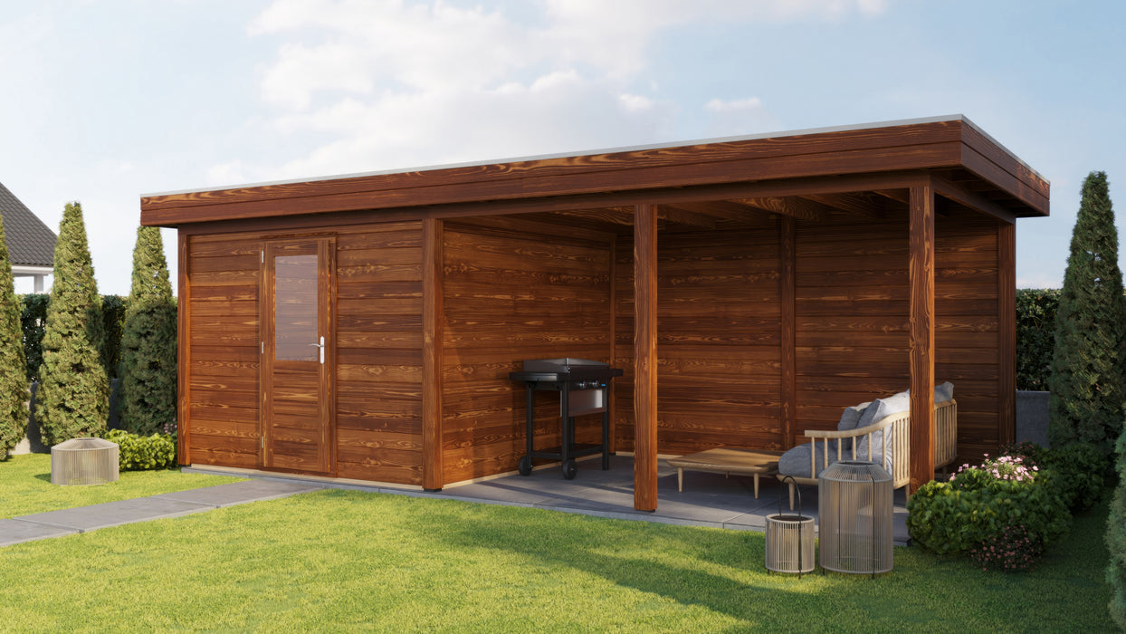 Lugarde Select - Glasgow Modern log Cabin 300x300cm with 400cm Canopy