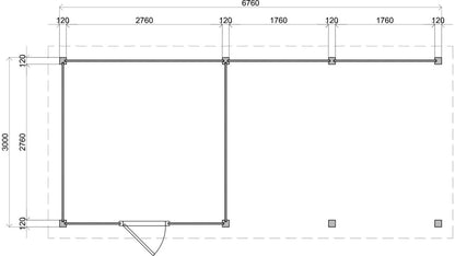 Lugarde Select - Glasgow Modern log Cabin 300x300cm with 400cm Canopy
