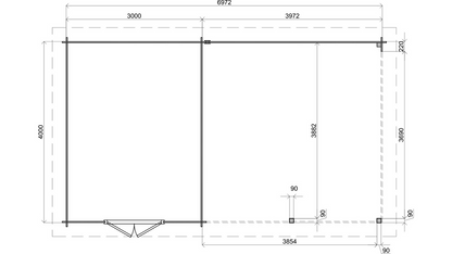 Lugarde Select - Cambridge Flat Roof Log Cabin 300x400cm with 400cm Canopy
