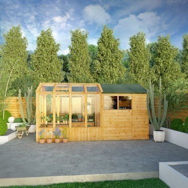 14 x 6 Woodsman Combi Greenhouse Shed - Glass