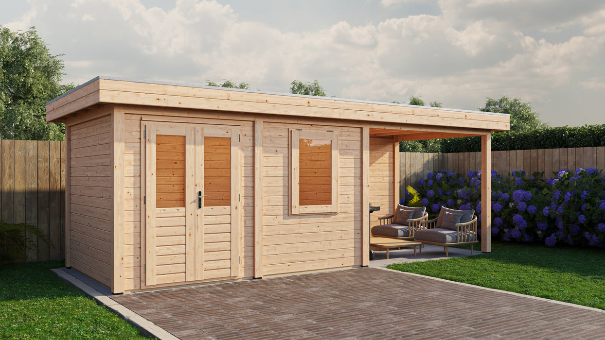 Lugarde Select - Dublin Modern log Cabin 388x250cm with 300cm Canopy