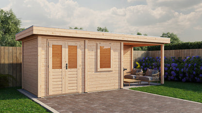 Lugarde Select - Dublin Modern log Cabin 388x250cm with 300cm Canopy