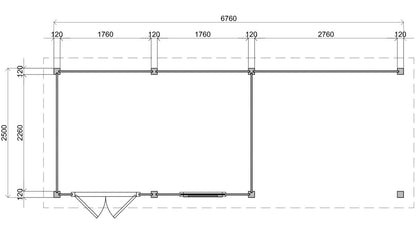 Lugarde Select - Dublin Modern log Cabin 388x250cm with 300cm Canopy