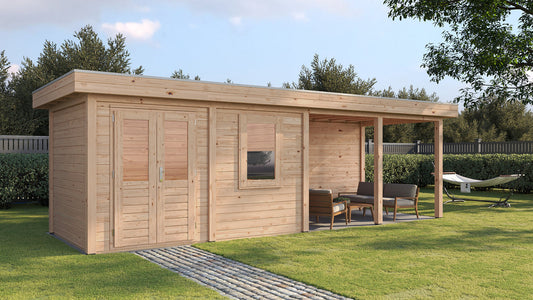 Lugarde Select - Belfast Modern log Cabin 388x250cm with 400cm Canopy