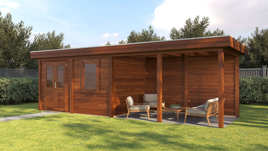 Lugarde Select - Belfast Modern log Cabin 388x250cm with 400cm Canopy