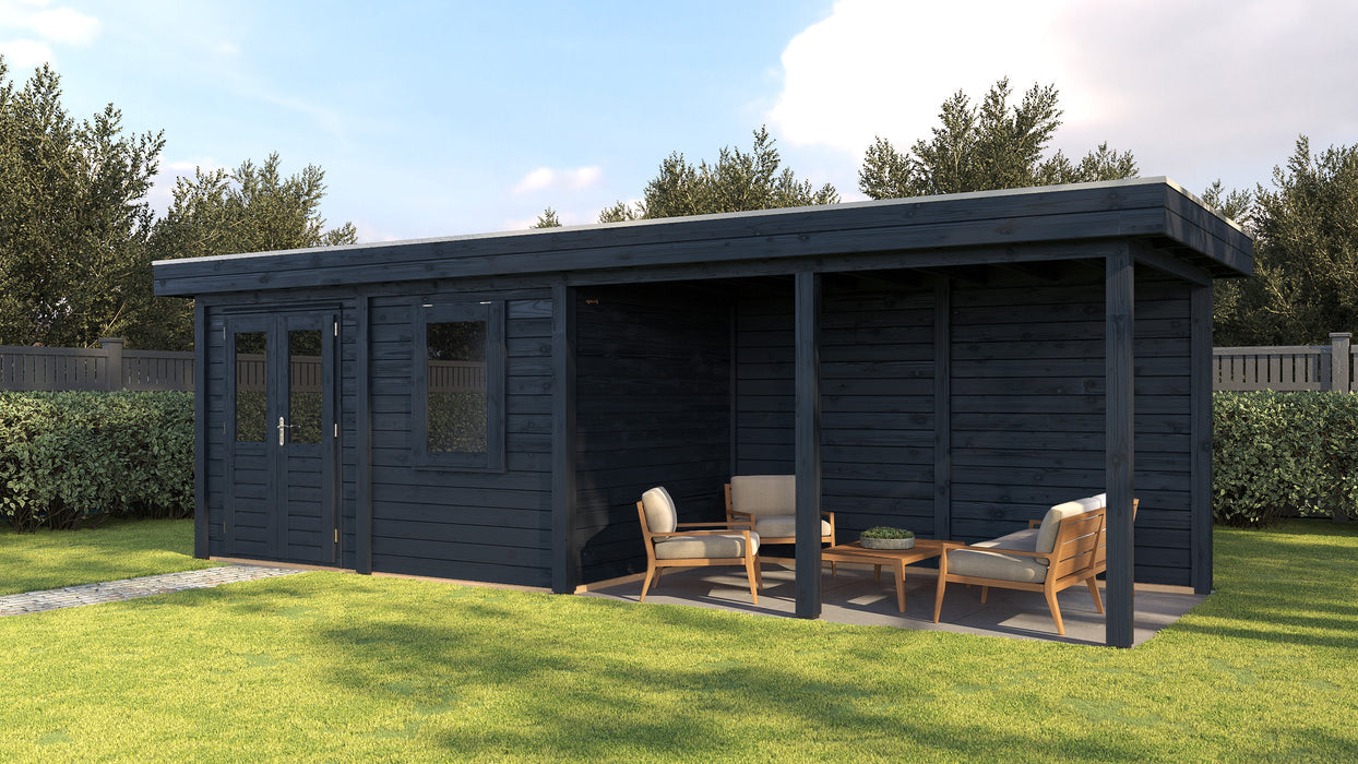 Lugarde Select - Belfast Modern log Cabin 388x250cm with 400cm Canopy