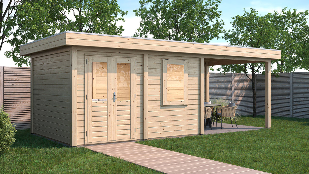 Lugarde Select - Newport Modern log Cabin 388x300cm with 300cm Canopy ...