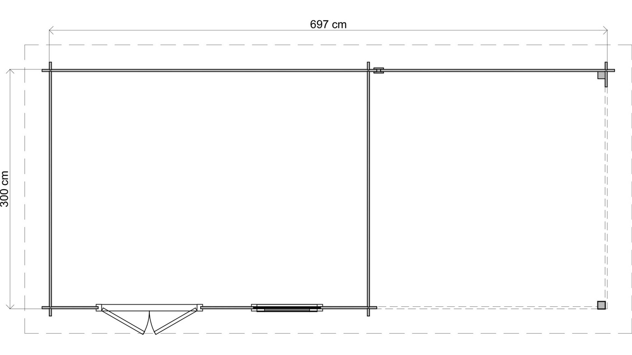 Lugarde Select - Firth Flat Roof Log Cabin 400x300cm with 300cm Canopy