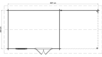 Lugarde Select - Wye Apex Roof Log Cabin 400x300cm with 300cm Canopy