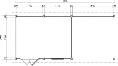 Lugarde Select - Newport Modern log Cabin 388x300cm with 300cm Canopy