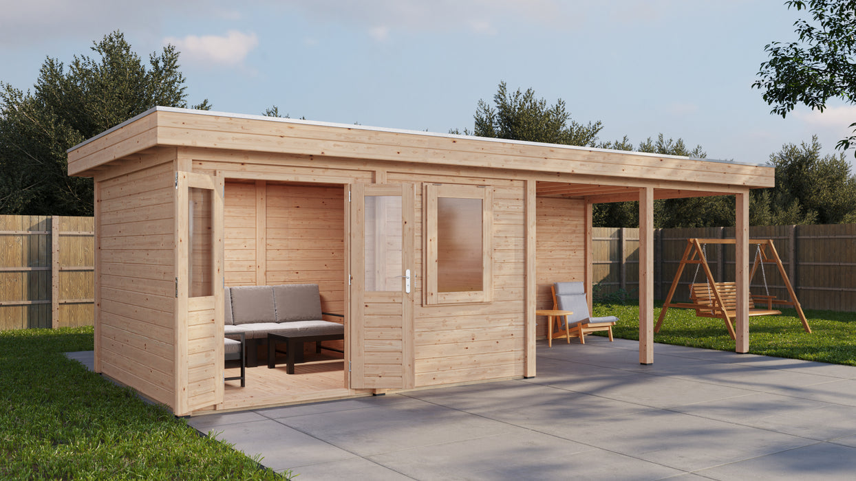 Lugarde Select - Exeter Modern log Cabin 388x300cm with 400cm Canopy