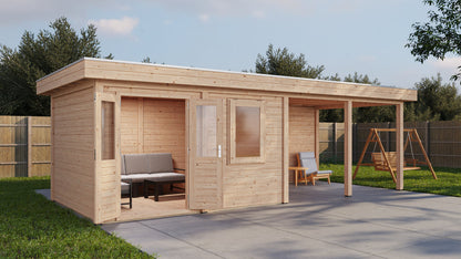 Lugarde Select - Exeter Modern log Cabin 388x300cm with 400cm Canopy