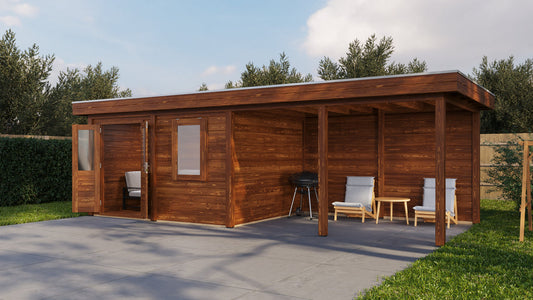 Lugarde Select - Exeter Modern log Cabin 388x300cm with 400cm Canopy