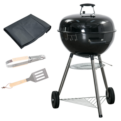 Outsunny Portable Kettle Charcoal Grill BBQ Smoker w/ Cover, Lid, & Thermometer