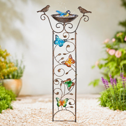 Bronze Effect Butterfly Garden Bird Bath and Bird Feeder