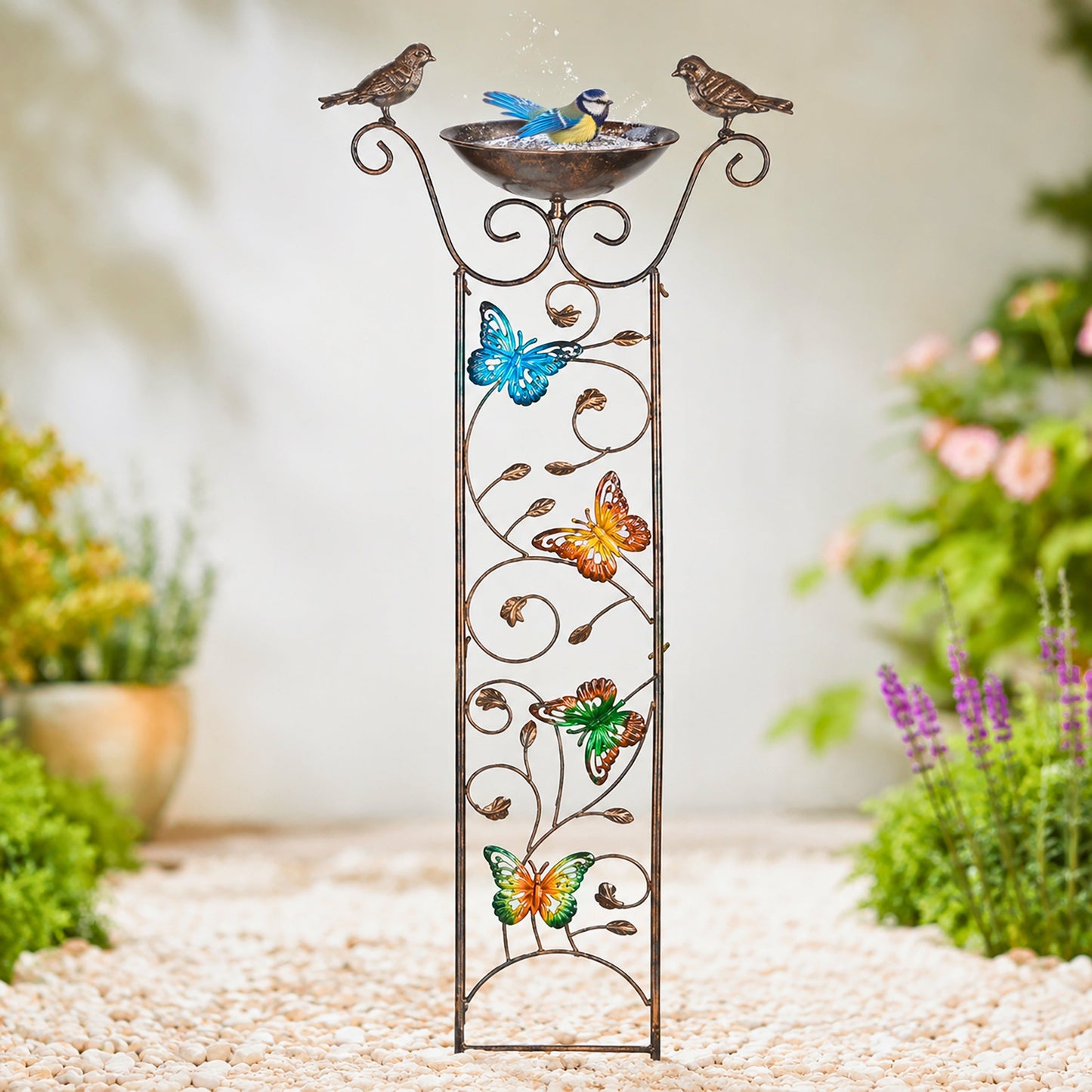 Bronze Effect Bird Bath Garden Trellis – Weatherproof Outdoor Bird Feeder - Taylors Garden Buildings (view 1)
