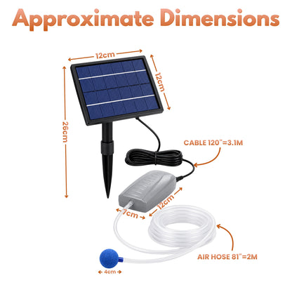 Solar Powered Pond Air Pump & Oxygenator for Garden Ponds, Fish Tanks & Outdoor Water Features