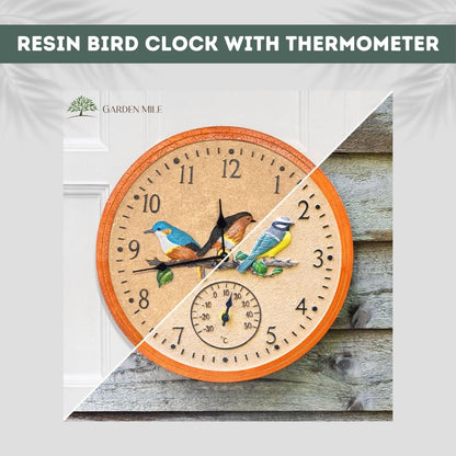 Vintage Bird Wall Clock and Thermometer