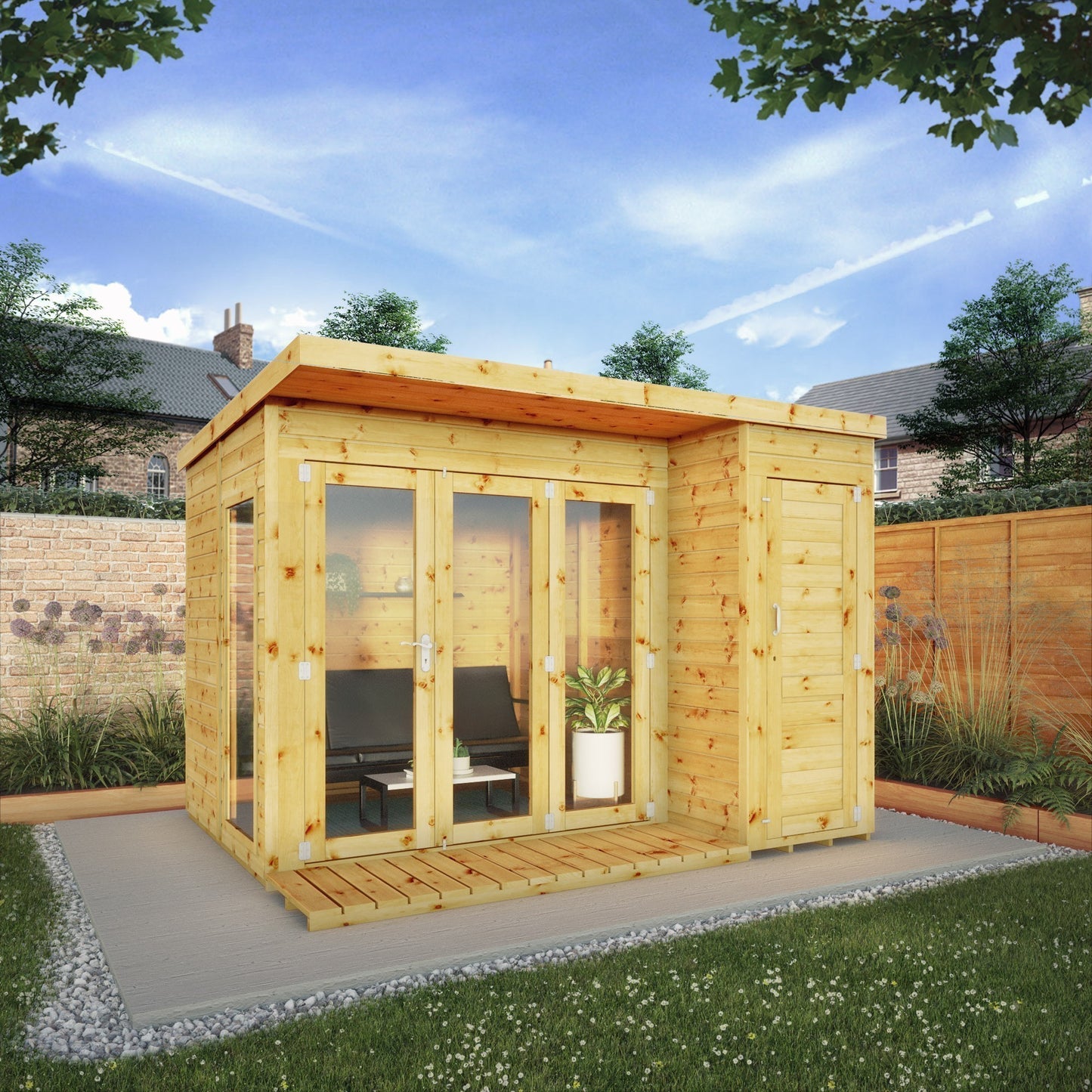 Premium Garden Room Summerhouse with Side Shed 10'x8'