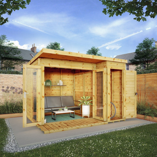 Premium Garden Room Summerhouse with Side Shed 10'x8'