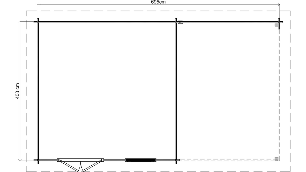 Lugarde Select - Glencoe Flat Roof Log Cabin 400x400cm with 300cm Canopy