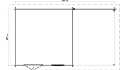 Lugarde Select - Glencoe Flat Roof Log Cabin 400x400cm with 300cm Canopy