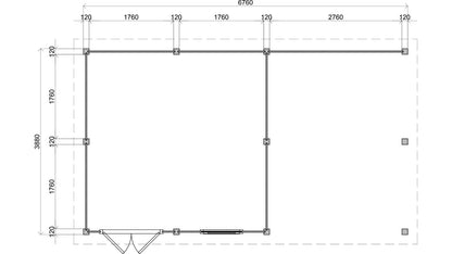 Lugarde Select - Norwich Modern log Cabin 388x388cm with 300cm Canopy