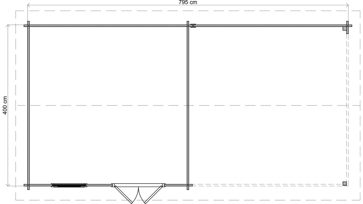 Lugarde Select - Mersey Apex Roof Log Cabin 400x400cm with 400cm Canopy