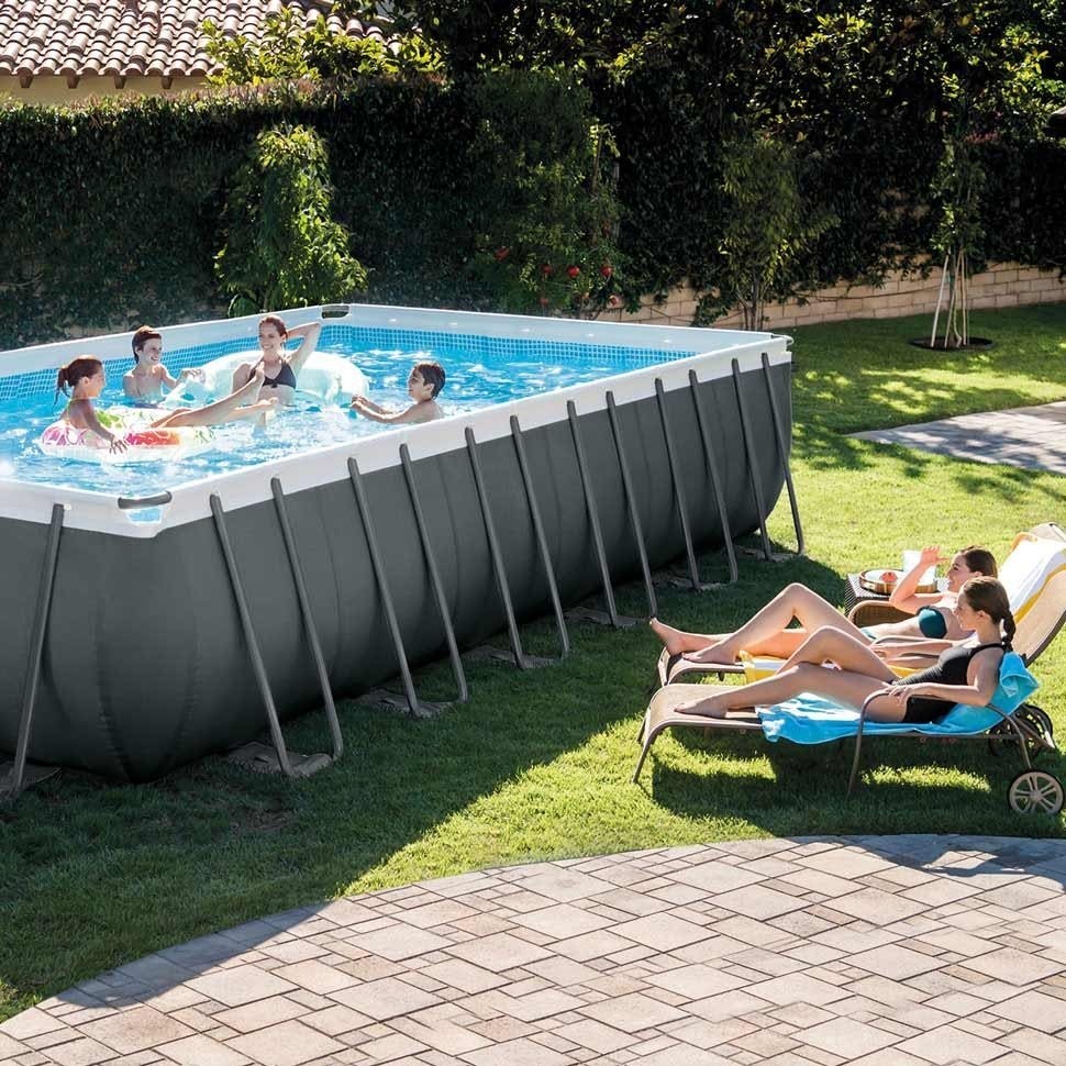 Intex 24ft x 12ft x 52" Ultra XTR Frame Rectangular Above Ground Swimming Pool with Sand Filter Pump and Accessories