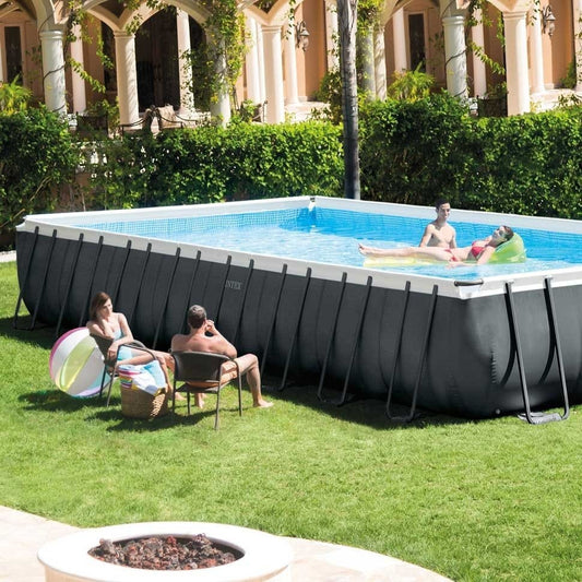 Intex 32ft x 16ft x 52" Ultra XTR Frame Rectangular Above Ground Swimming Pool with Sand Filter Pump and Accessories