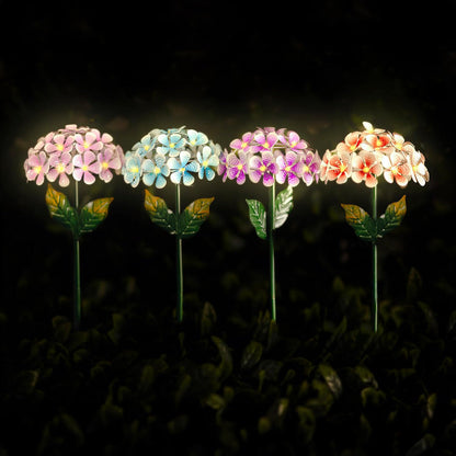 Solar Floral Garden Stake Lights Metal Flowers 4pc