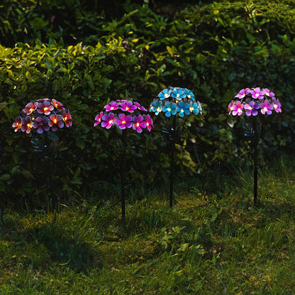 Solar Floral Garden Stake Lights Metal Flowers 4pc
