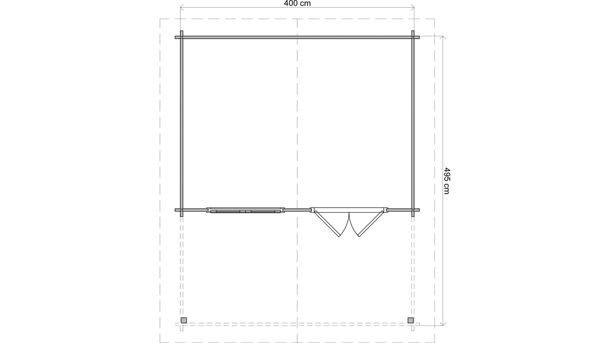 Lugarde Select - Wear Apex Roof Log Cabin 400x300cm with 200cm Front Canopy