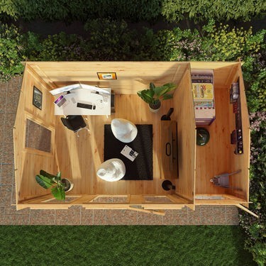 Mercia 4.6m x 3m Reverse Apex Log Cabin With Side Shed - 19mm