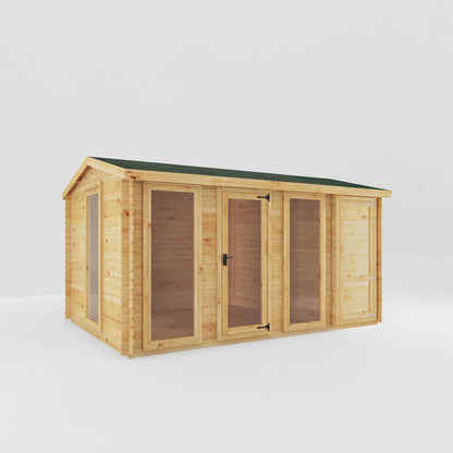 Mercia 4.6m x 3m Reverse Apex Log Cabin With Side Shed - 19mm